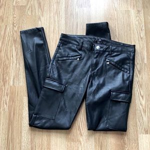 H&M Black Faux Leather Zipper Pocket Pants
